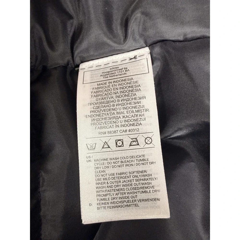 adidas Puffer Liner Jacket Mens XL Black Recycled Padded Snap Coat GL1008